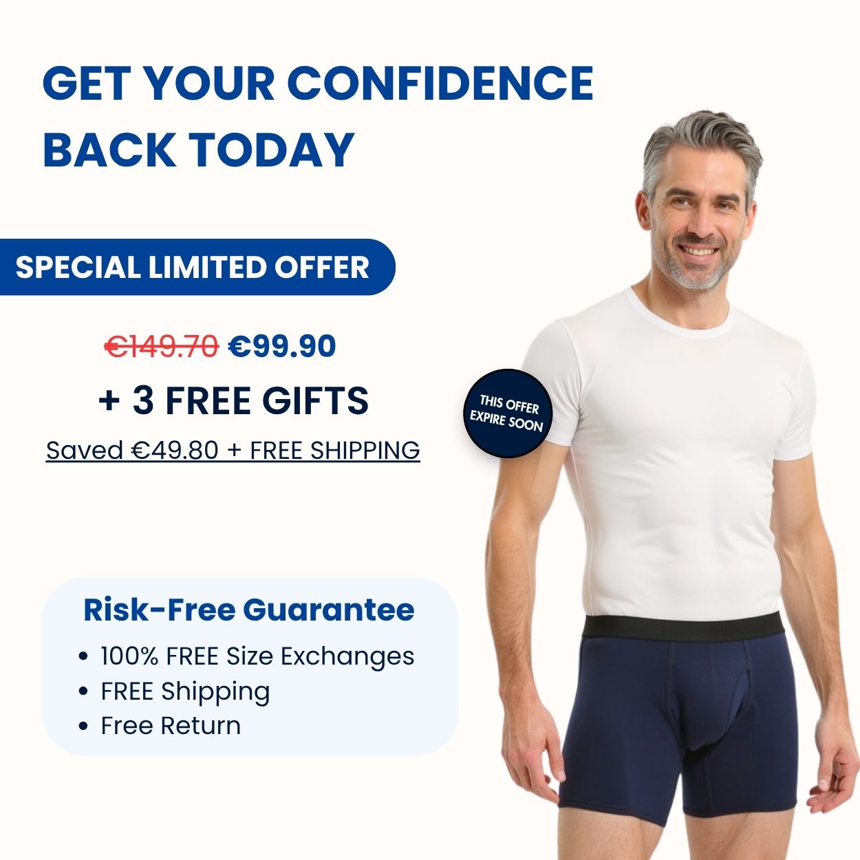 Men's Ultra-Absorbent Incontinence Boxer Briefs